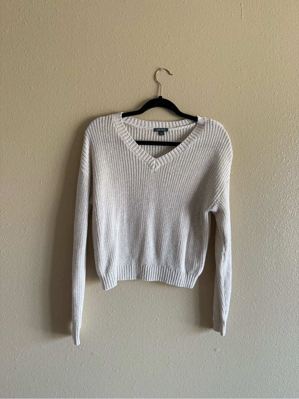 wild fable Cream V-Neck Knit Sweater